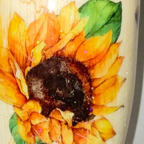 Original Stainless Steel Tumbler Sunflower Glitter Be You Tiful Metal Straw - Picture 6 of 7